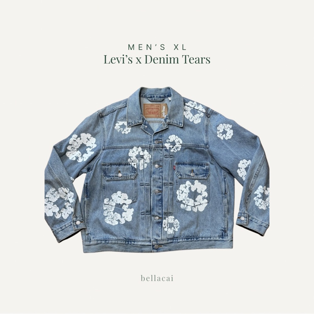 Levi’s x Denim Tear's | Men’s Cotton Wreath Denim Streetwear Trucker Jacket XL